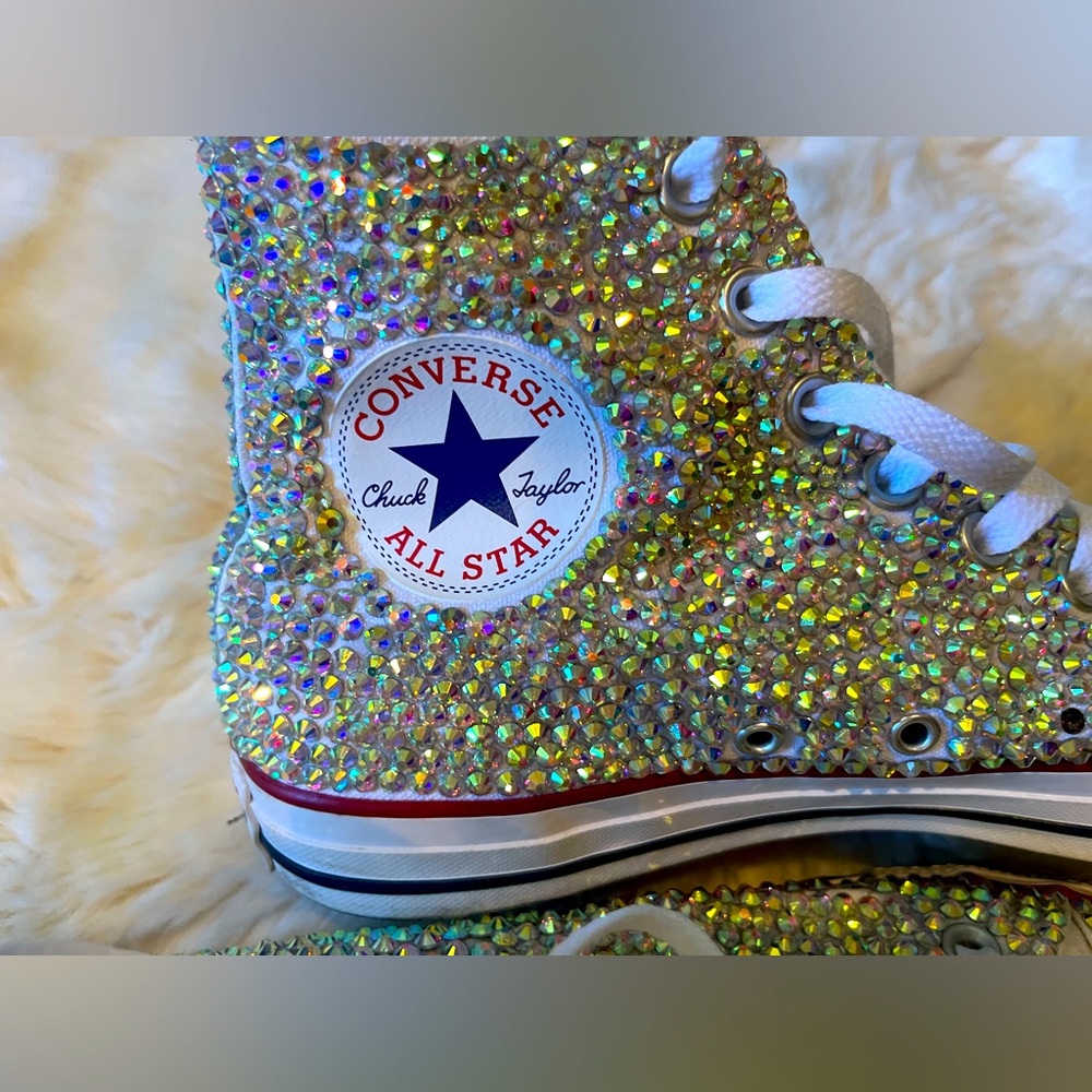 Converse all-star custom handmade Glittering Crystal High-Tops Sz 10